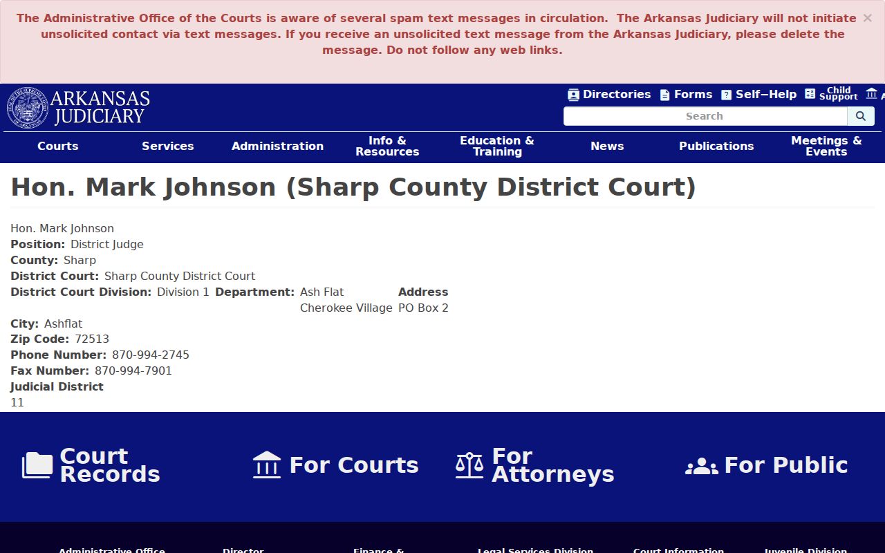 Sharp County bench warrant District Court division listing