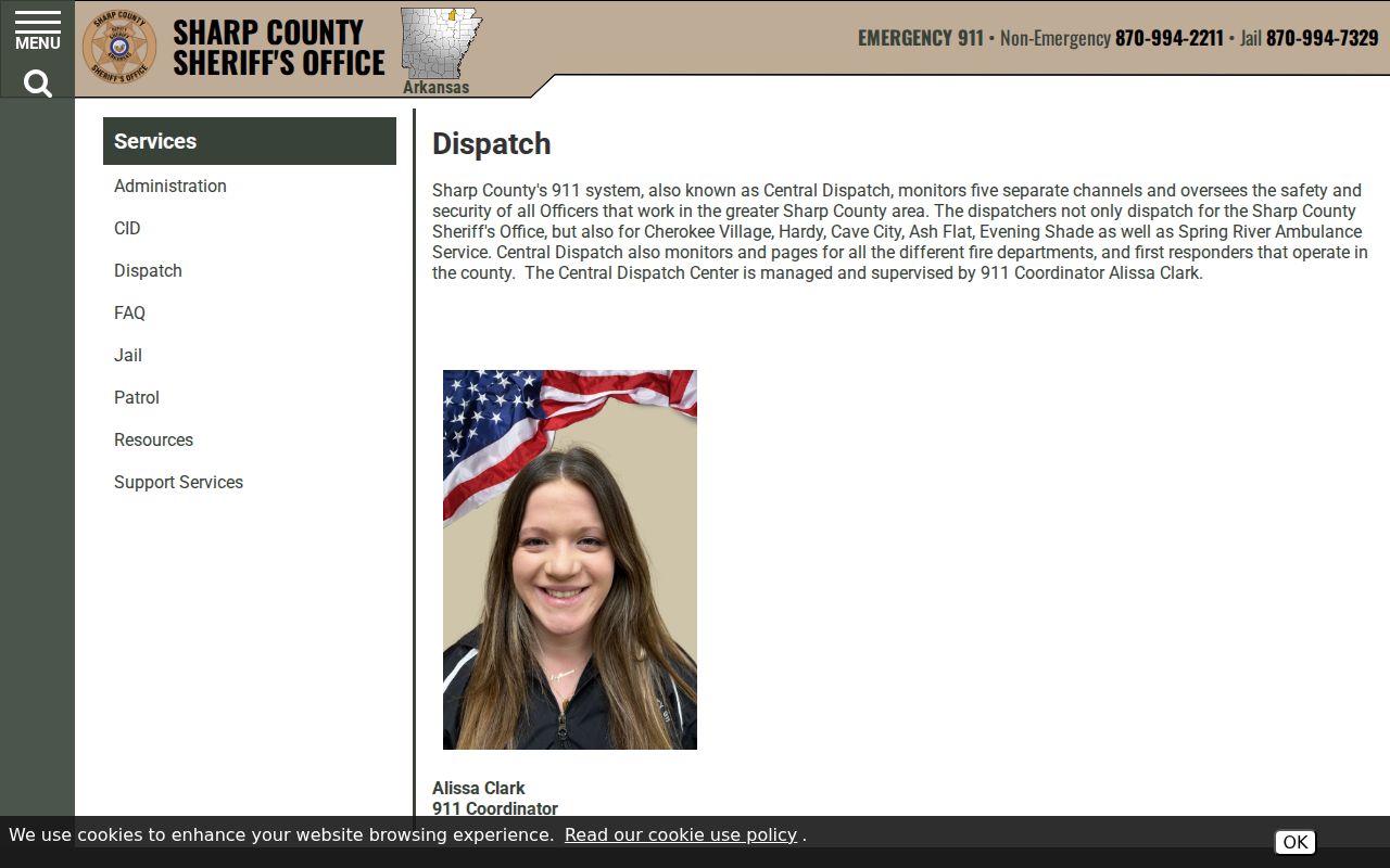 Sharp County active warrant tip and dispatch routing