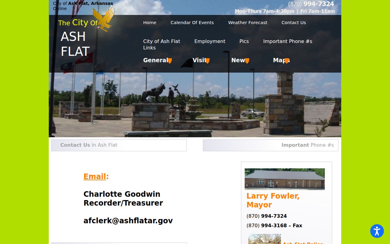 Ash Flat city and police contact information