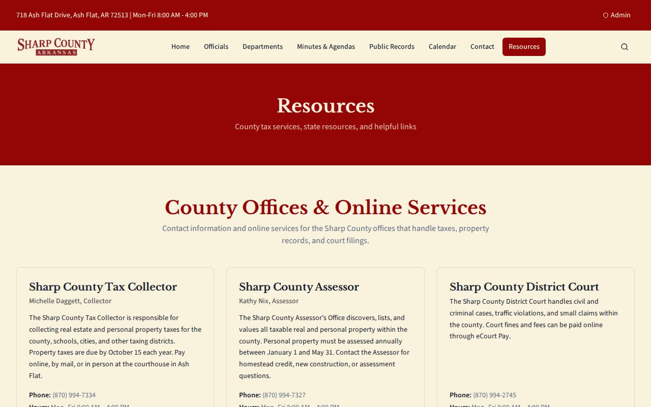 Sharp County warrant records and official county court resources