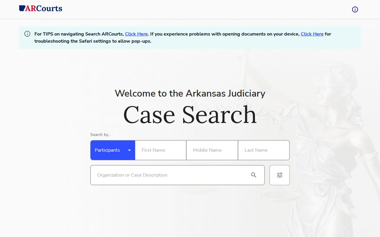 Search ARCourts portal for Sharp County warrant-related court cases